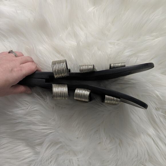 Anthropologie SOL Sana Gold Black Slide Sandal 8.5 - Picture 5 of 9